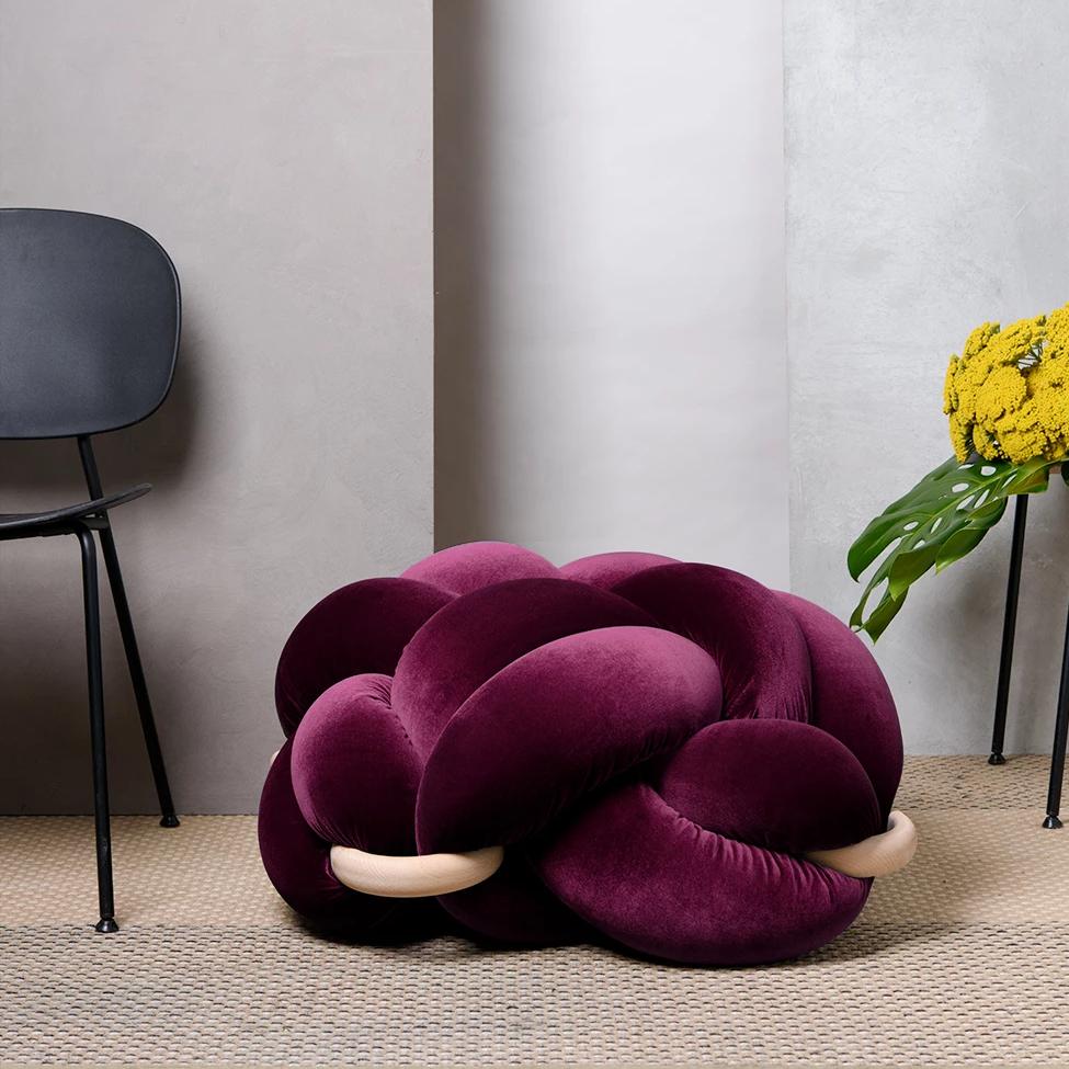 Merlot Velvet Knot Pouf Dyphor New York