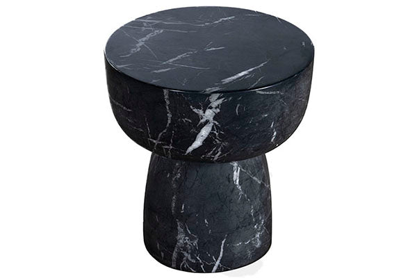 Black Marble Print Balti Side Table - 2 Sizes