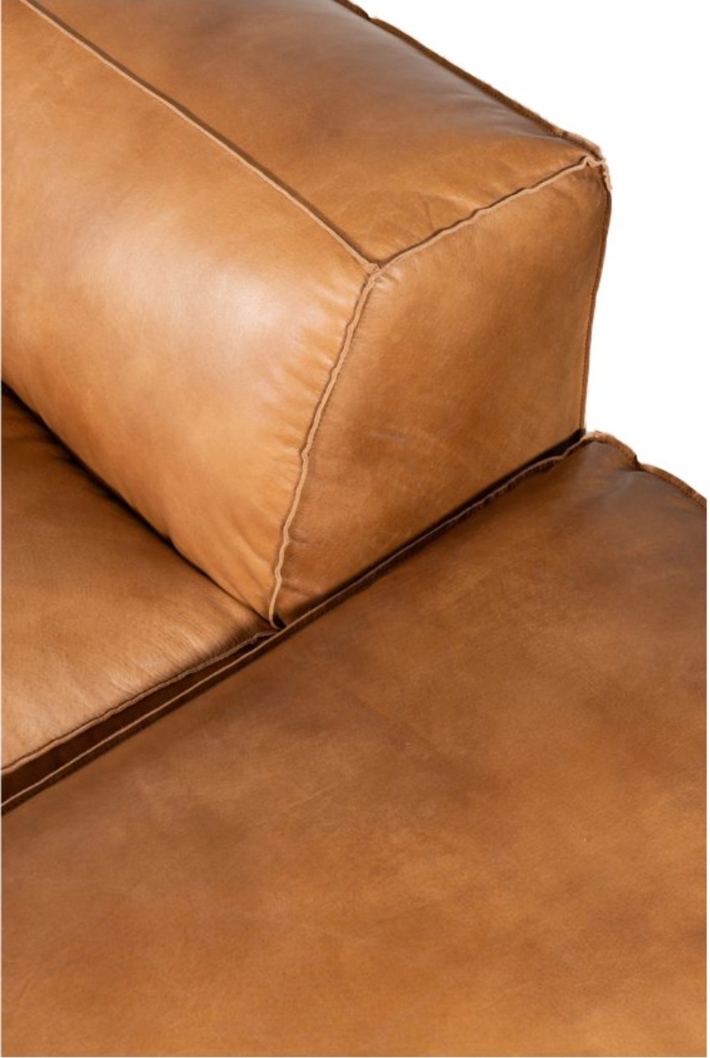 Leather Modular Loveseat with Ottoman