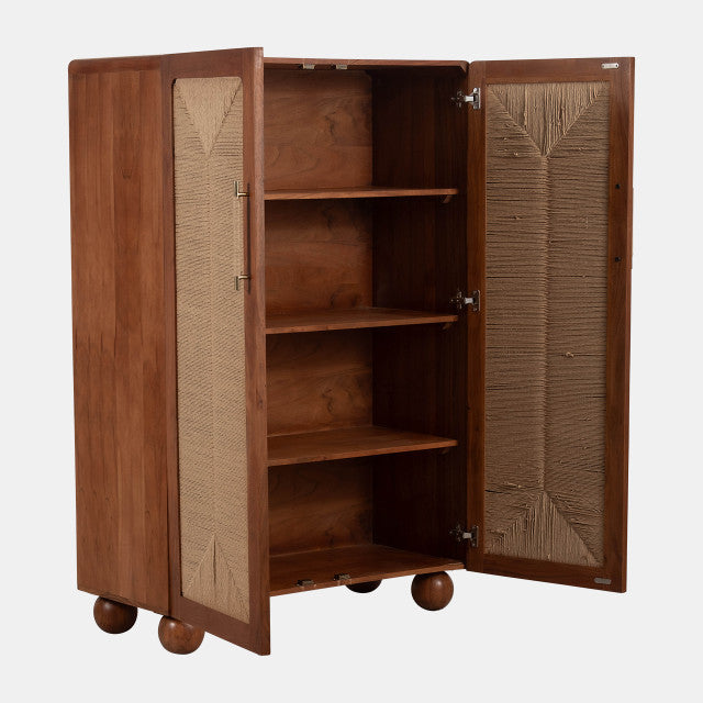 60" Acacia Wood Armoire