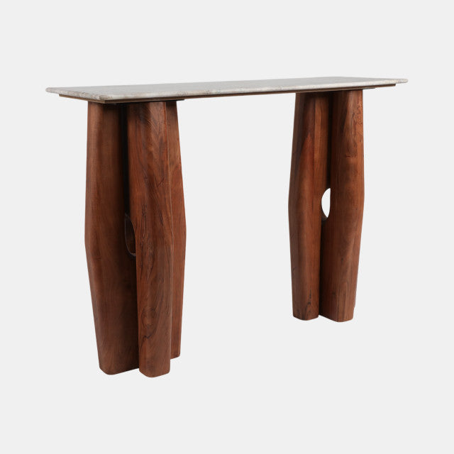 42x31" Tapered Legs Marble Top Console Table