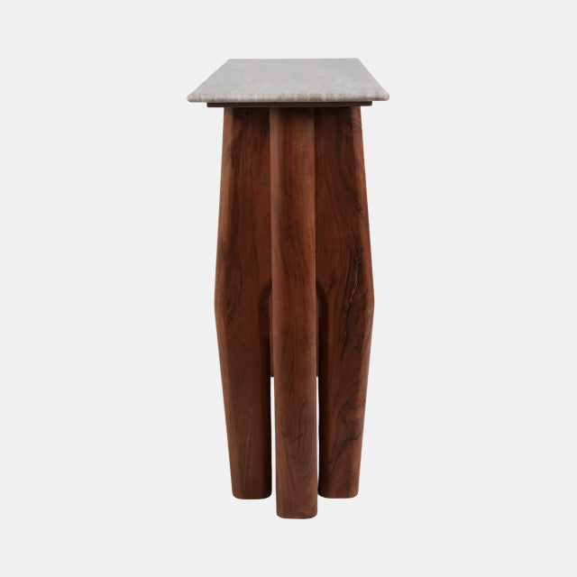 42x31" Tapered Legs Marble Top Console Table