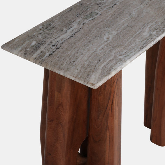42x31" Tapered Legs Marble Top Console Table