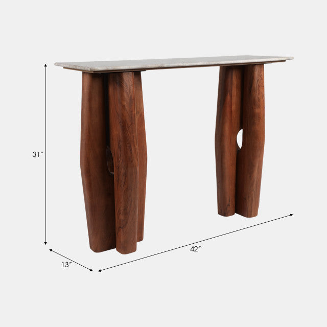 42x31" Tapered Legs Marble Top Console Table