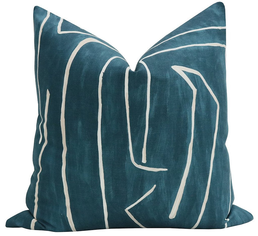 KW Teal Graffito Pillow - 3 Sizes