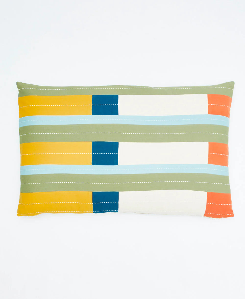 Blocked Stripes Lumbar Pillow