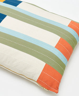 Blocked Stripes Lumbar Pillow