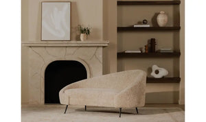 Abi Chaise Light Brown Faux Shearling