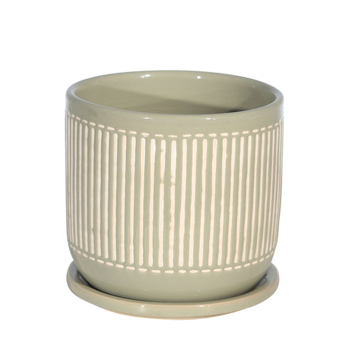 6 planter with saucer Sagebrook Ceramic 6" Planter W/ Saucer,Gray
