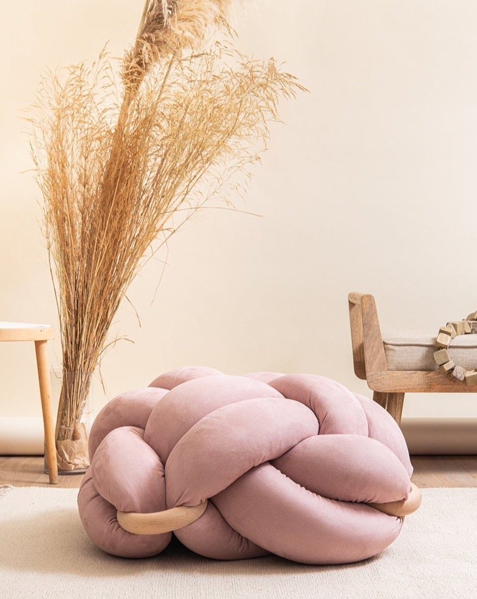 Large Vegan Suede Knot Pouf- 5 Color Variants