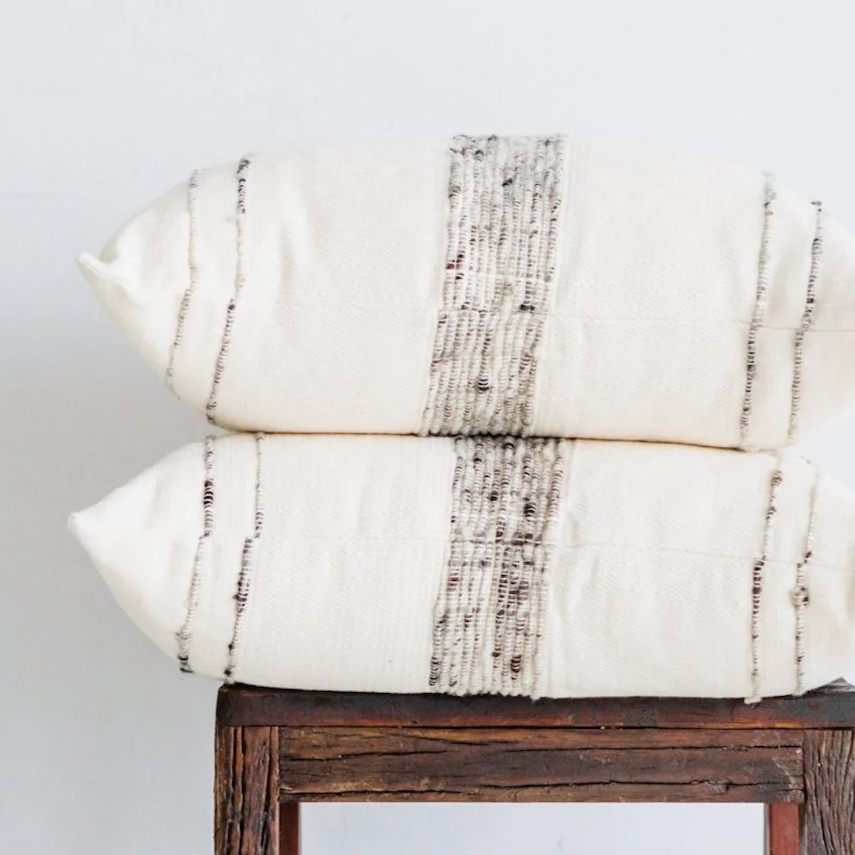 Ivory with Grey Stripes Bogota Pillow