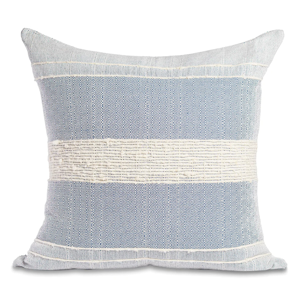 Blue with Ivory Stripes Bogota Pillow