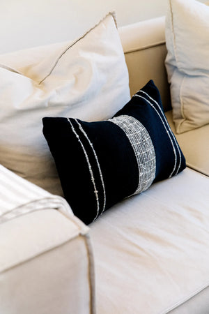 Black with Ivory Stripes Bogota Lumbar Pillow