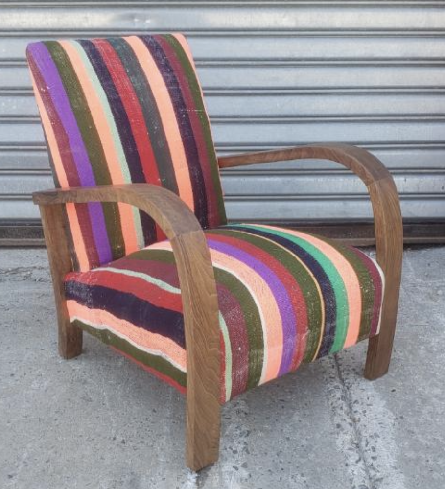 Small Moroccan Roll Arm Chair in Various Fabrics