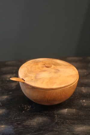 Hand Carved Wooden Sugar Bowl