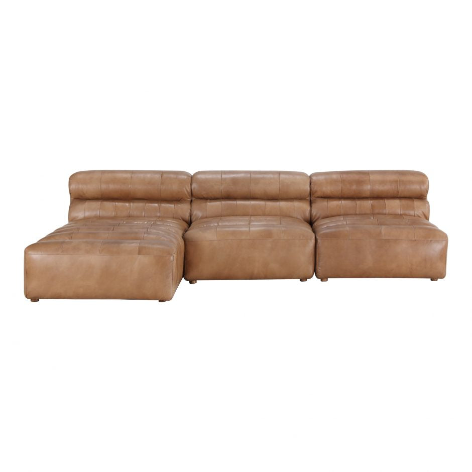 Leather Slipper Modular Sofa- Tan