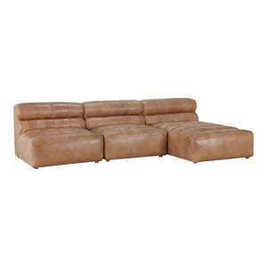 Leather Slipper Modular Sofa- Tan