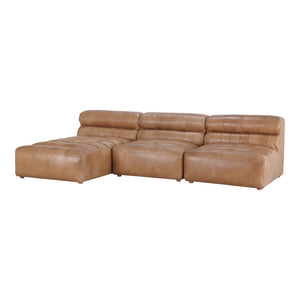 Leather Slipper Modular Sofa- Tan