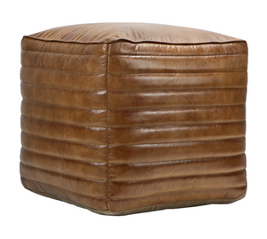 Leather Square Pouf