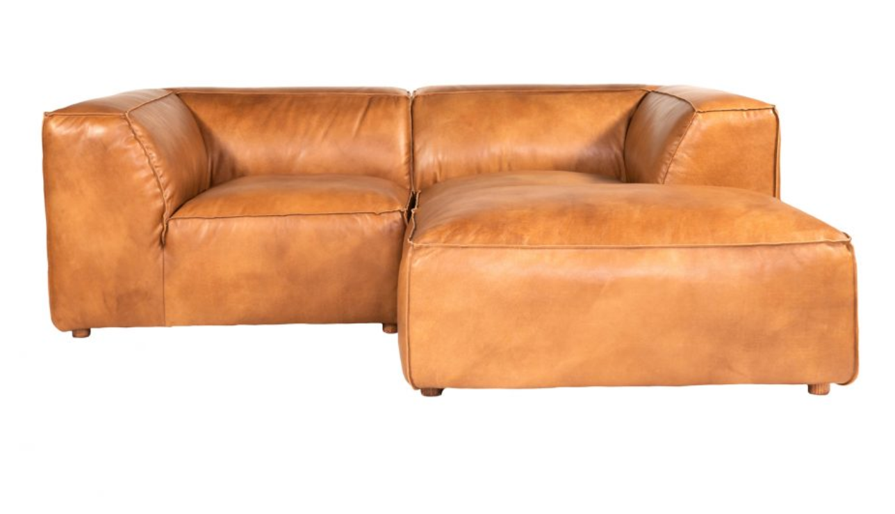 Leather Modular Loveseat with Ottoman Dyphor New York
