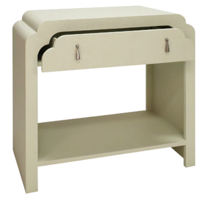 Cream Scalloped Bedside Table