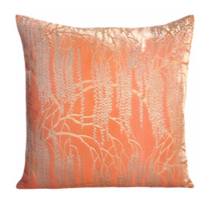 Coral Willow Velvet Pillow