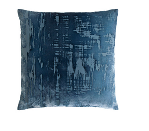 Brush Stroke Velvet Pillow in Denim- 8 Size Variants