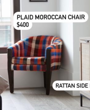 Plaid Multi color Moroccan Chair