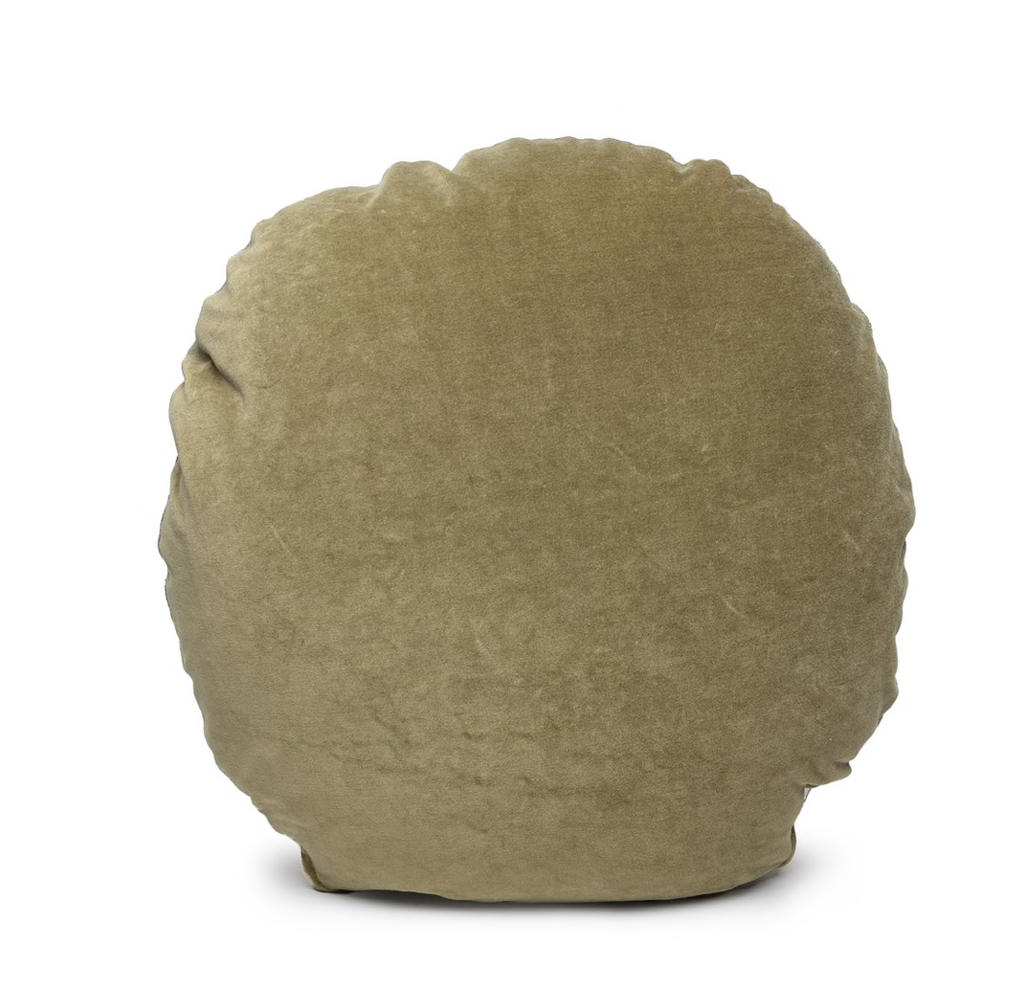 Tan Round Velvet Pillow