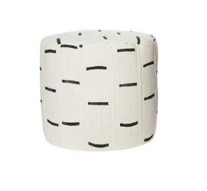 White Mud Cloth Pouf