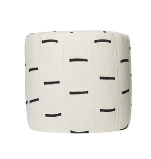 White Mud Cloth Pouf