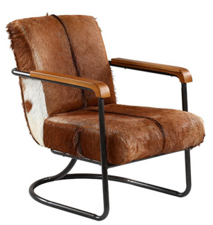 Cowhide and Metal Occasional Chair