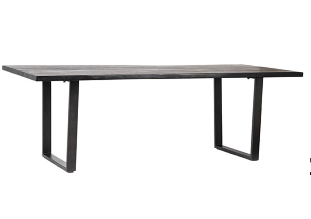 Sellon24® Table à manger Blanc - Noir brillant 120(170) cm