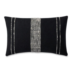 Black with Ivory Stripes Bogota Lumbar Pillow