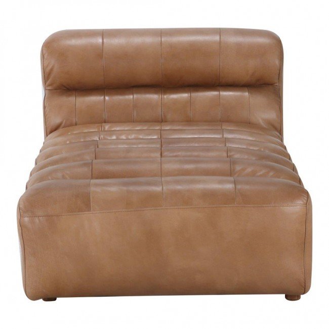 Leather Slipper Chaise Modular- Tan