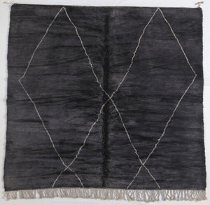 Black Abstract Berber Rug, (14'x10')